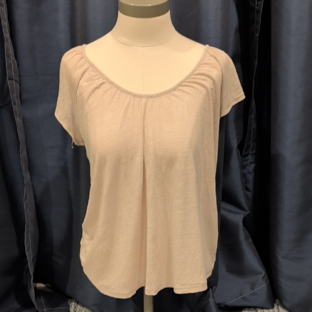 Ann Taylor Soft Cream Short Sleeve Top